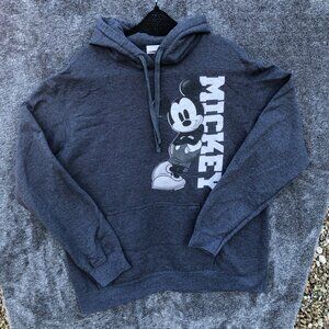 Disney Mickey Mouse Hoodie Jacket Mens L Large Blue Pullover Kangaroo Pouch